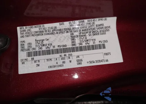 2013 Ford Focus Se z USA, uszkodzony, nr VIN 1FADP3F26DL232250